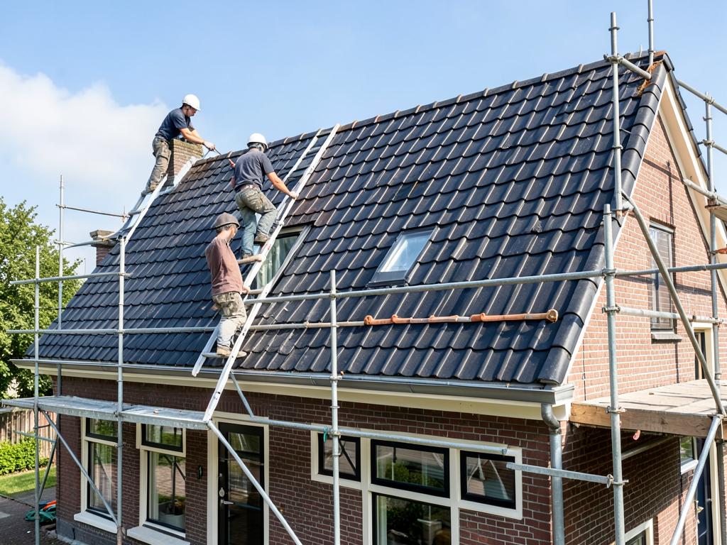 Voorbeeld van een dakrenovatie